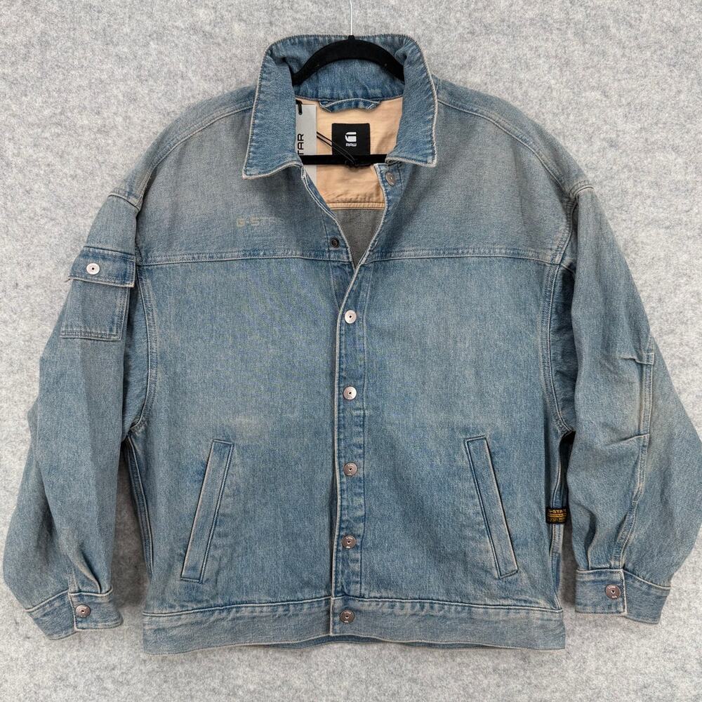 NWT G-Star RAW Long Drifter Oversized Vintage Distressed Futurity Denim Jacket